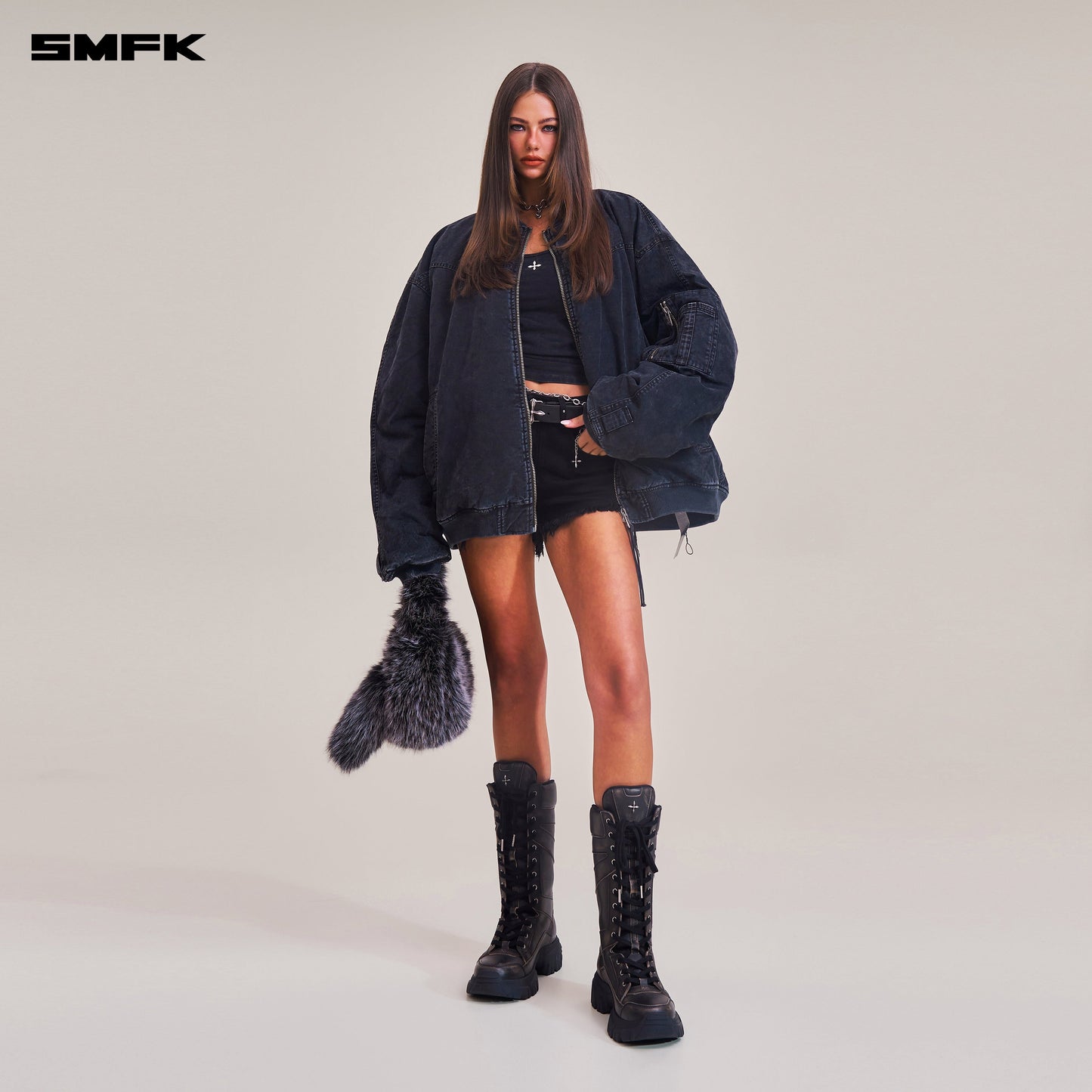 SMFK Vintage Vanish Storm Dye Massive Pilot Jacket/Stone Wash Vanish Black