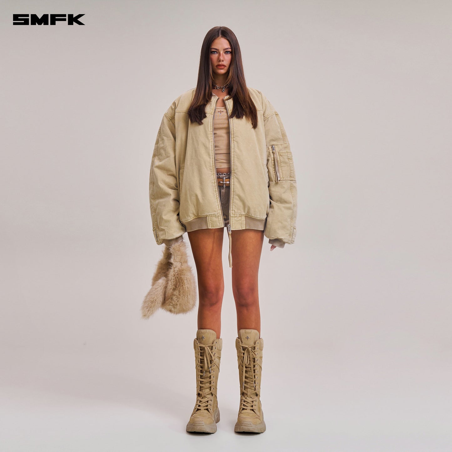 SMFK Vintage Vanish Storm Dye Massive Pilot Jacket/Stone Wash Vanish Sand