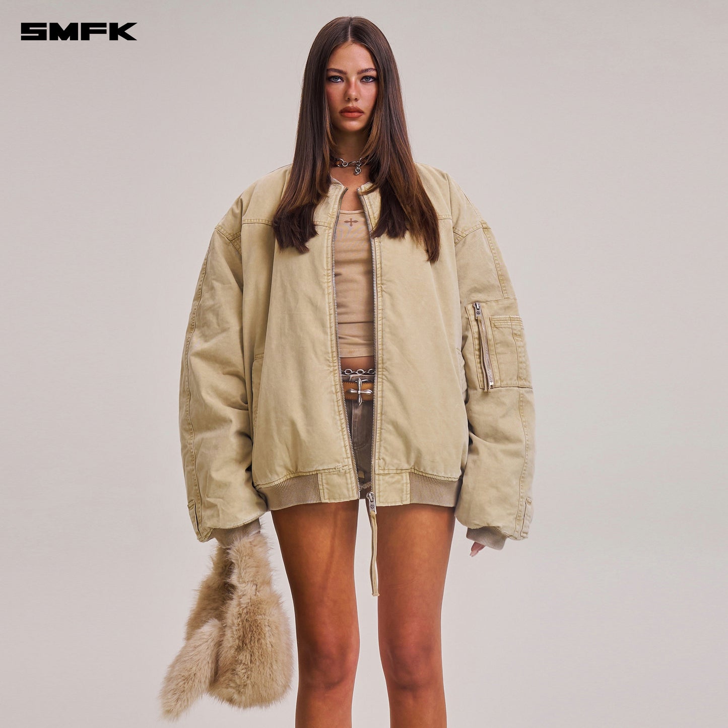 SMFK Vintage Vanish Storm Dye Massive Pilot Jacket/Stone Wash Vanish Sand