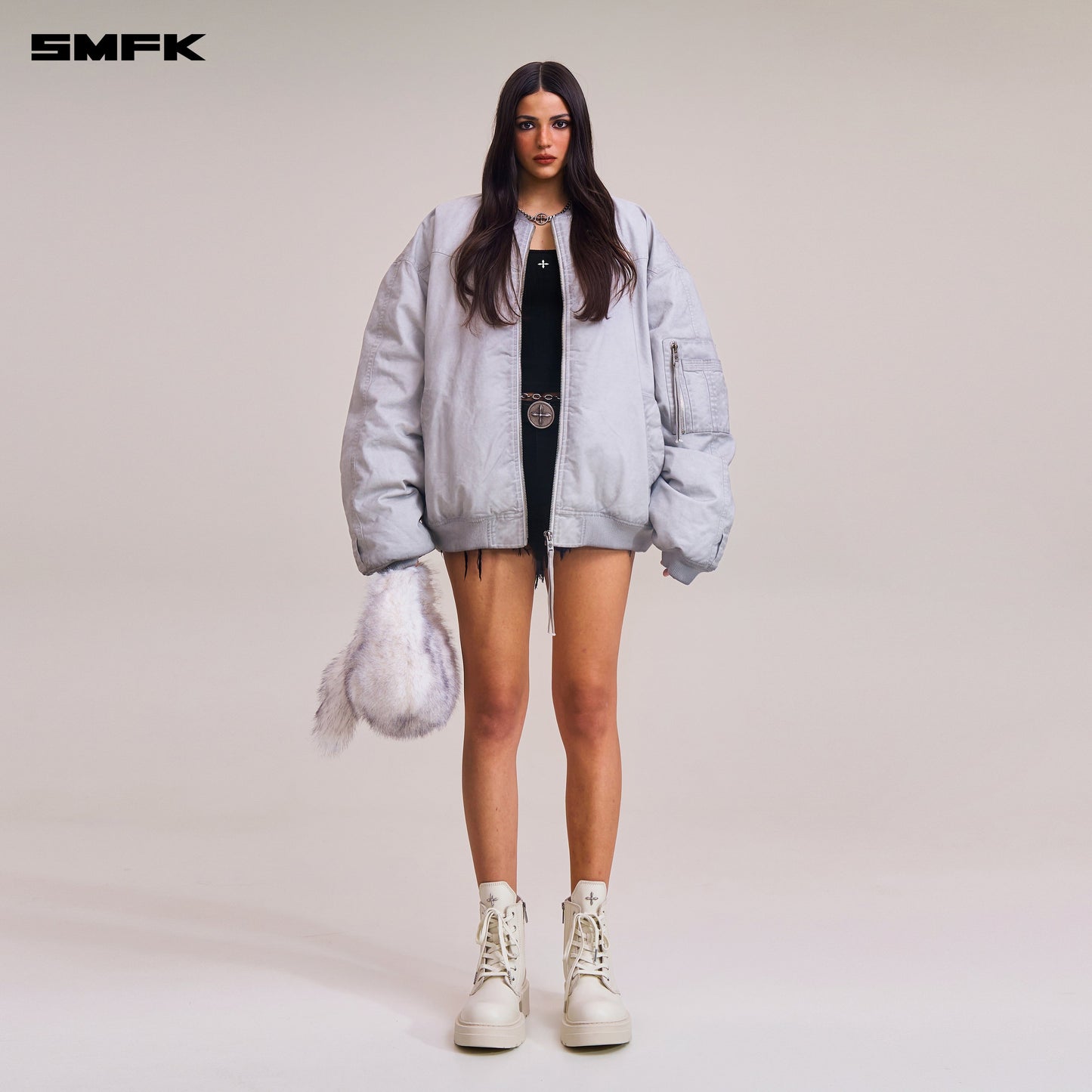 SMFK Vintage Vanish Storm Dye Massive Pilot Jacket/Stone Wash Vanish White