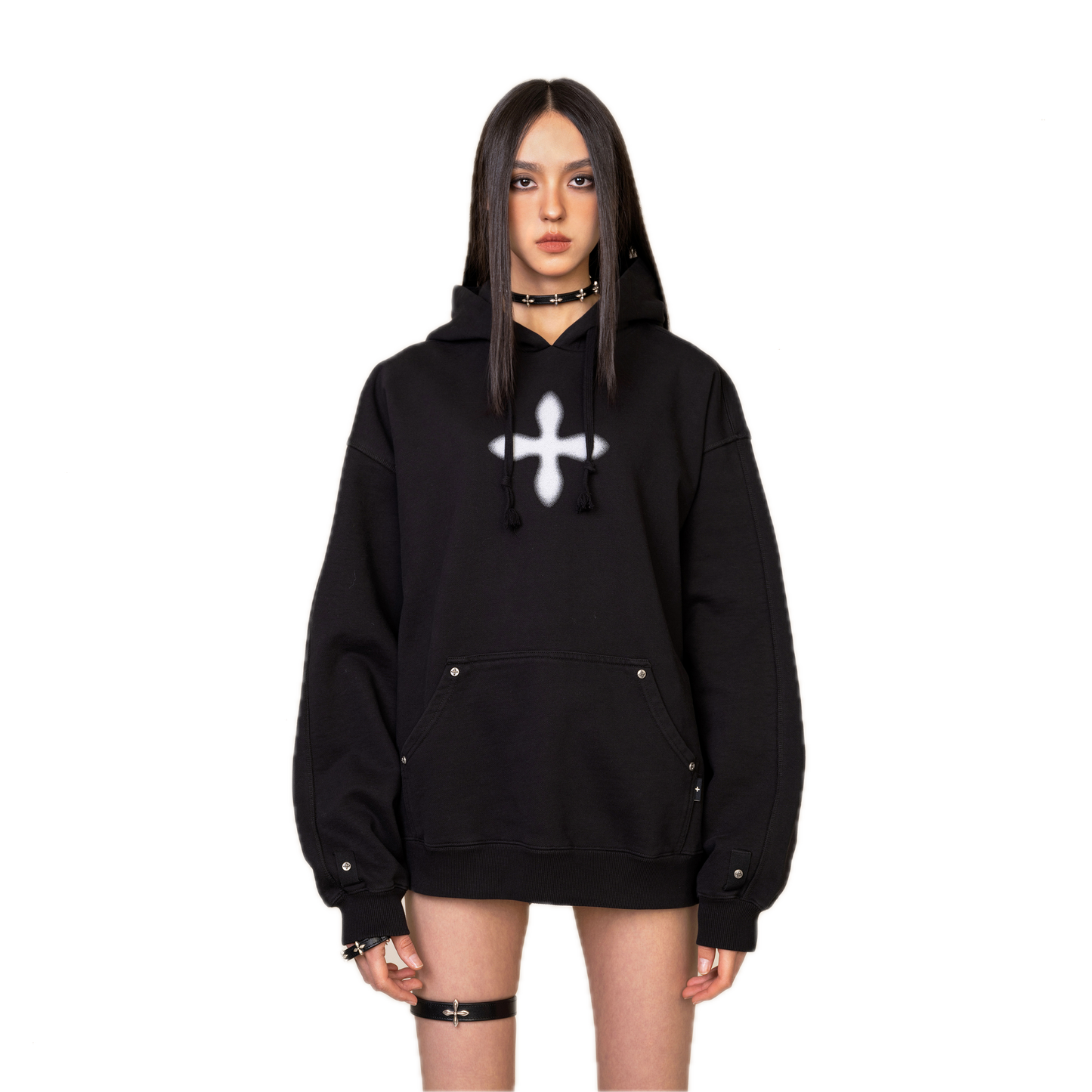 SMFK Compass Classic Cross Graffiti Black Hoodie