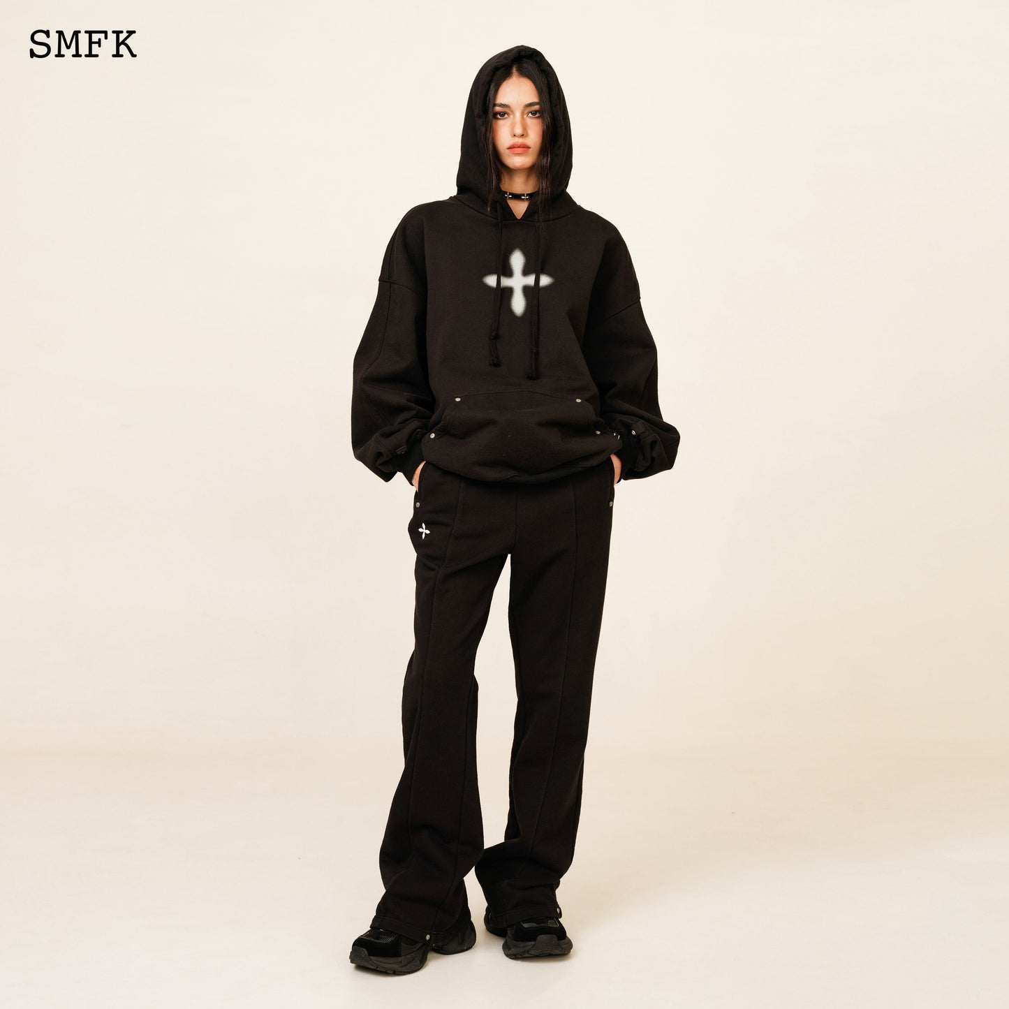 SMFK Compass Classic Cross Graffiti Black Hoodie