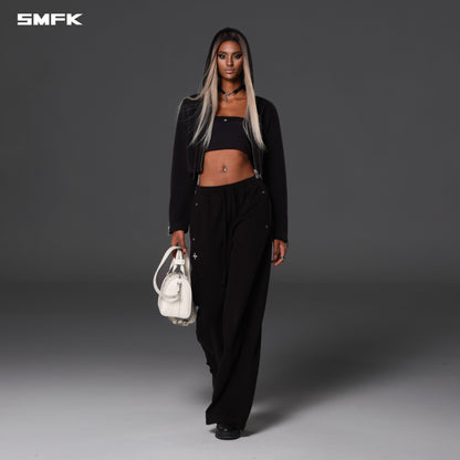 SMFK Permanent Slim Short Hoodie Cotton Wool Wild Black