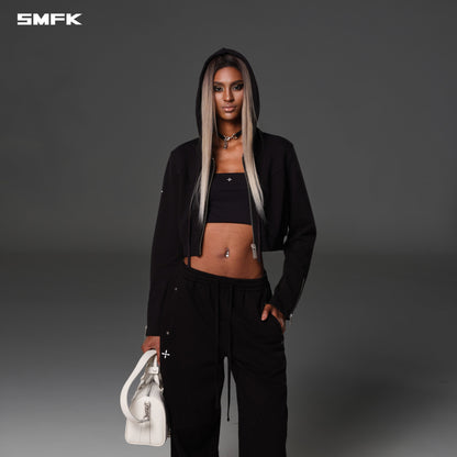 SMFK Permanent Slim Short Hoodie Cotton Wool Wild Black
