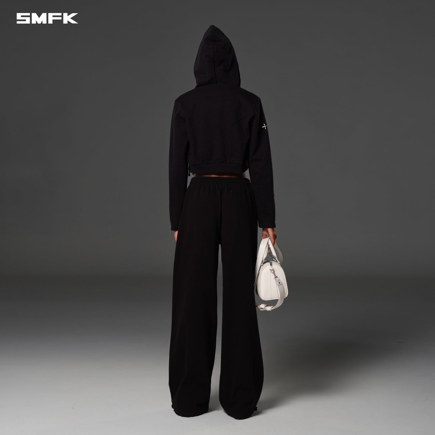 SMFK Permanent Slim Short Hoodie Cotton Wool Wild Black