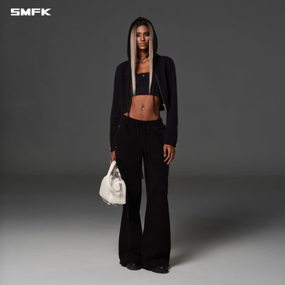 SMFK Permanent Slim Short Hoodie Cotton Wool Wild Black