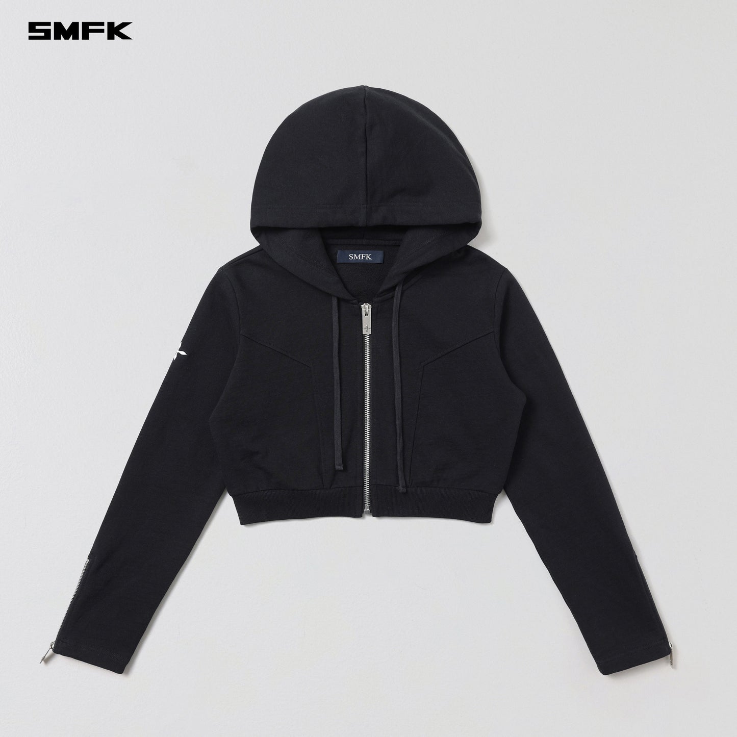 SMFK Permanent Slim Short Hoodie Cotton Wool Wild Black