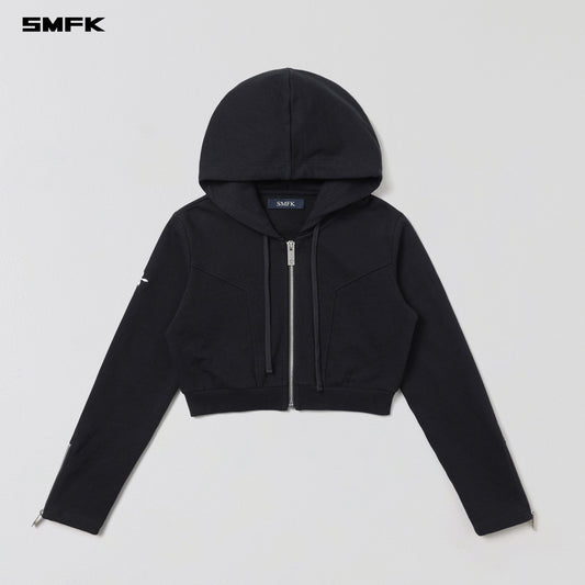 SMFK Permanent Slim Short Hoodie Cotton Wool Wild Black