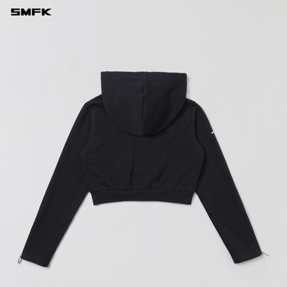 SMFK Permanent Slim Short Hoodie Cotton Wool Wild Black