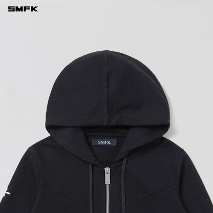 SMFK Permanent Slim Short Hoodie Cotton Wool Wild Black