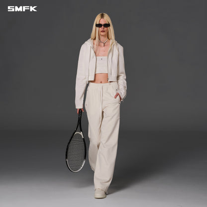 SMFK Permanent Slim Short Hoodie Cotton Wool Cloud White