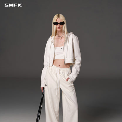 SMFK Permanent Slim Short Hoodie Cotton Wool Cloud White