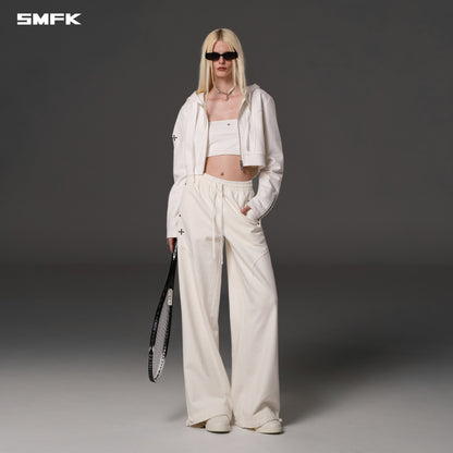 SMFK Permanent Slim Short Hoodie Cotton Wool Cloud White