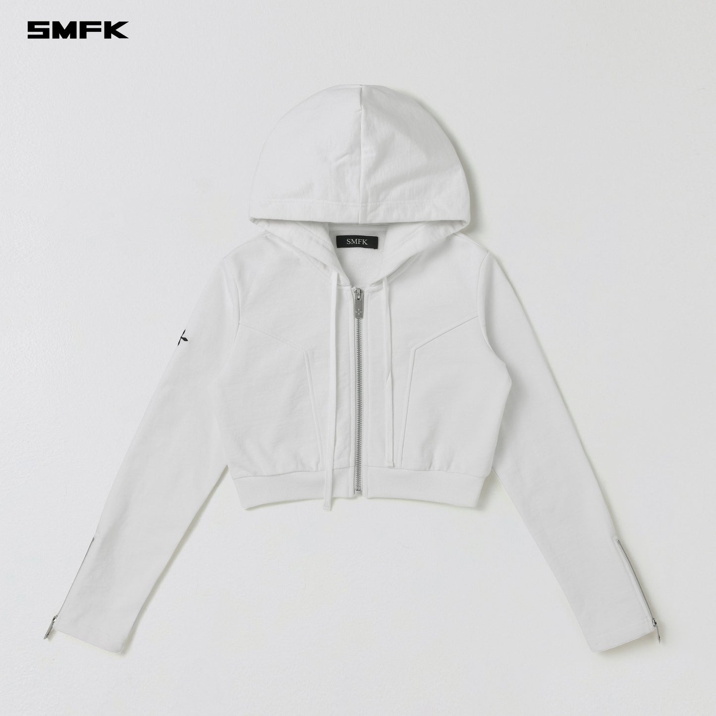 SMFK Permanent Slim Short Hoodie Cotton Wool Cloud White