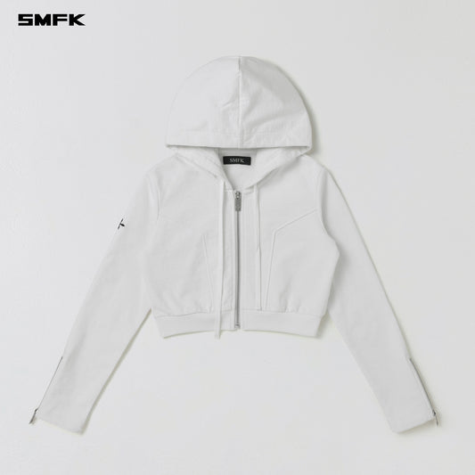 SMFK Permanent Slim Short Hoodie Cotton Wool Cloud White