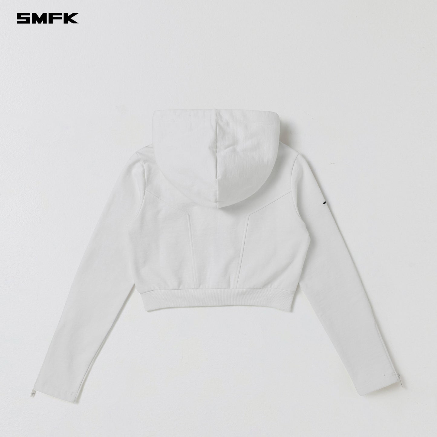 SMFK Permanent Slim Short Hoodie Cotton Wool Cloud White