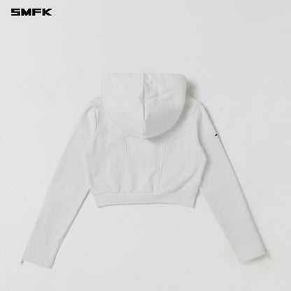 SMFK Permanent Slim Short Hoodie Cotton Wool Cloud White