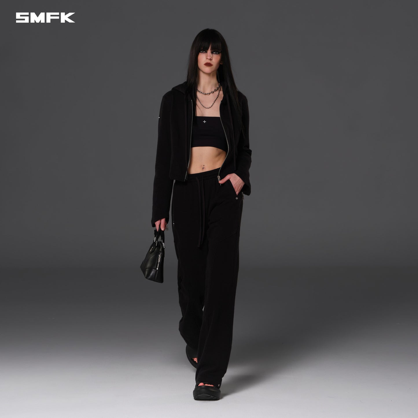 SMFK Permanent Prism Slim Hoodie Cotton Wool Silk Wild Black