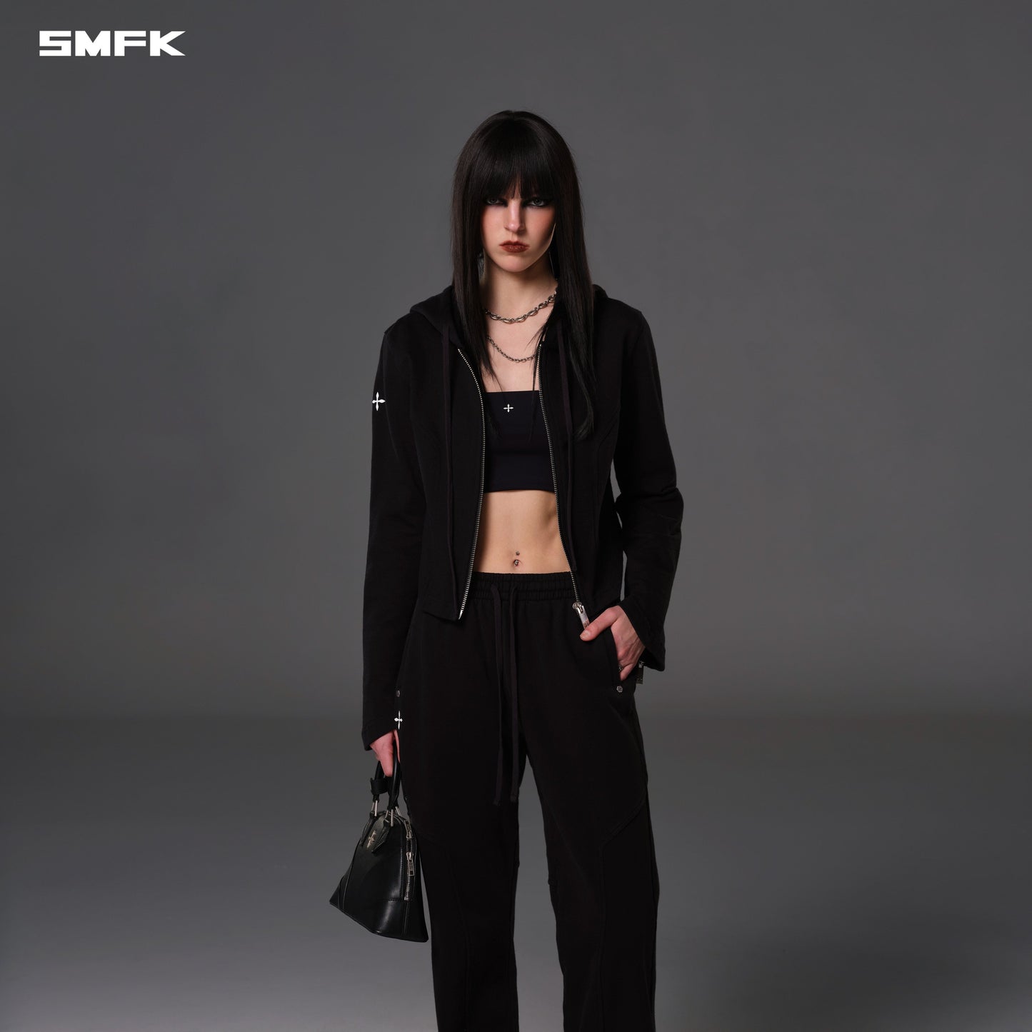SMFK Permanent Prism Slim Hoodie Cotton Wool Silk Wild Black