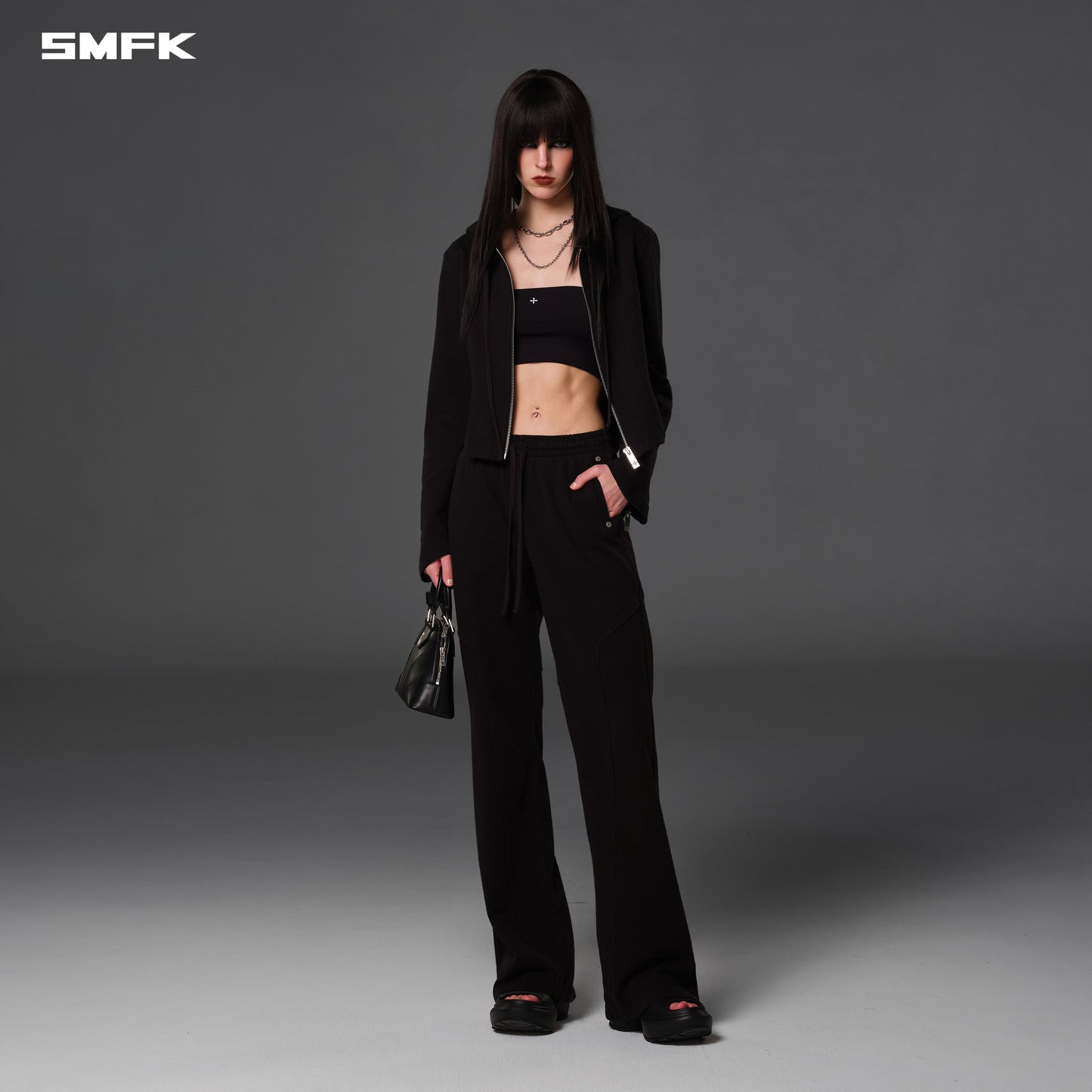 SMFK Permanent Prism Slim Hoodie Cotton Wool Silk Wild Black
