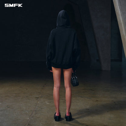 SMFK Vintage Muse Loose Zipper Sports Hoodie Cotton Vanish Black