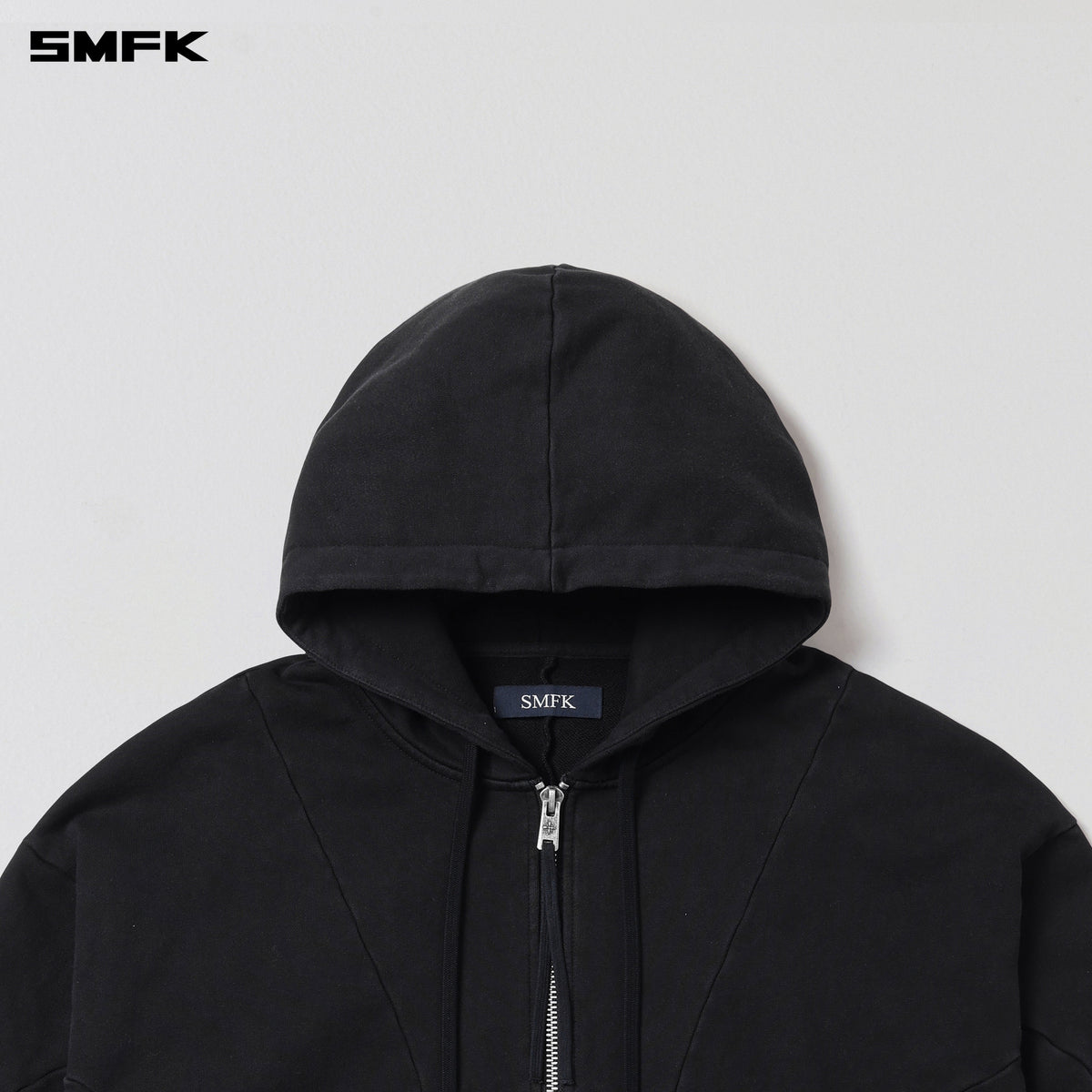 SMFK Vintage Muse Loose Zipper Sports Hoodie Cotton Vanish Black