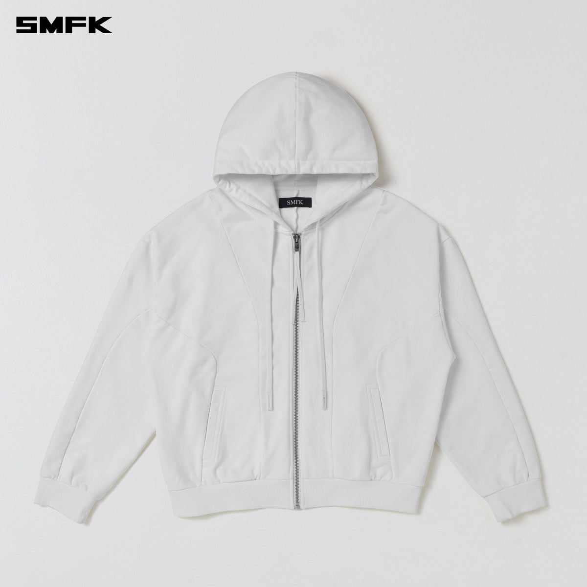 SMFK Vintage Muse Loose Zipper Sports Hoodie Cotton Cloud White