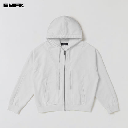 SMFK Vintage Muse Loose Zipper Sports Hoodie Cotton Cloud White