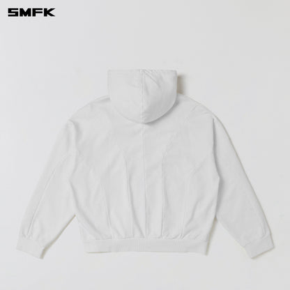 SMFK Vintage Muse Loose Zipper Sports Hoodie Cotton Cloud White