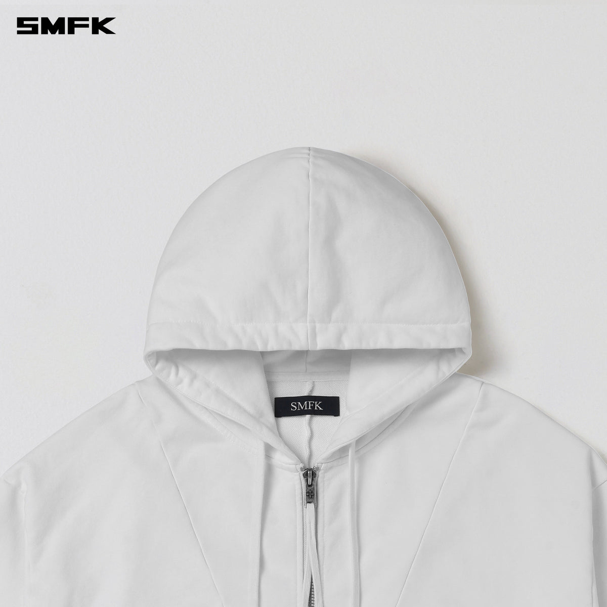 SMFK Vintage Muse Loose Zipper Sports Hoodie Cotton Cloud White