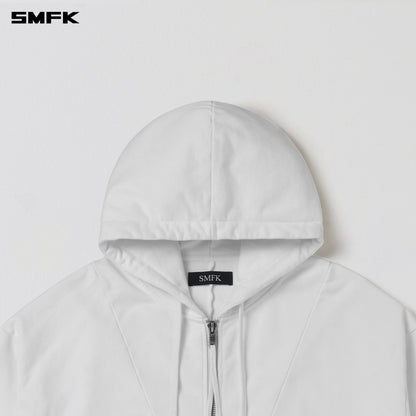 SMFK Vintage Muse Loose Zipper Sports Hoodie Cotton Cloud White
