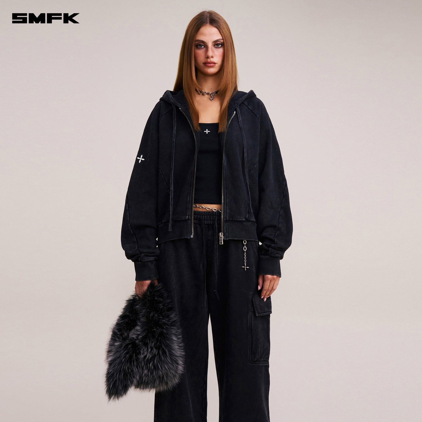 SMFK Vintage-Savage Sports Hoodie Fade Dye Vanish Black