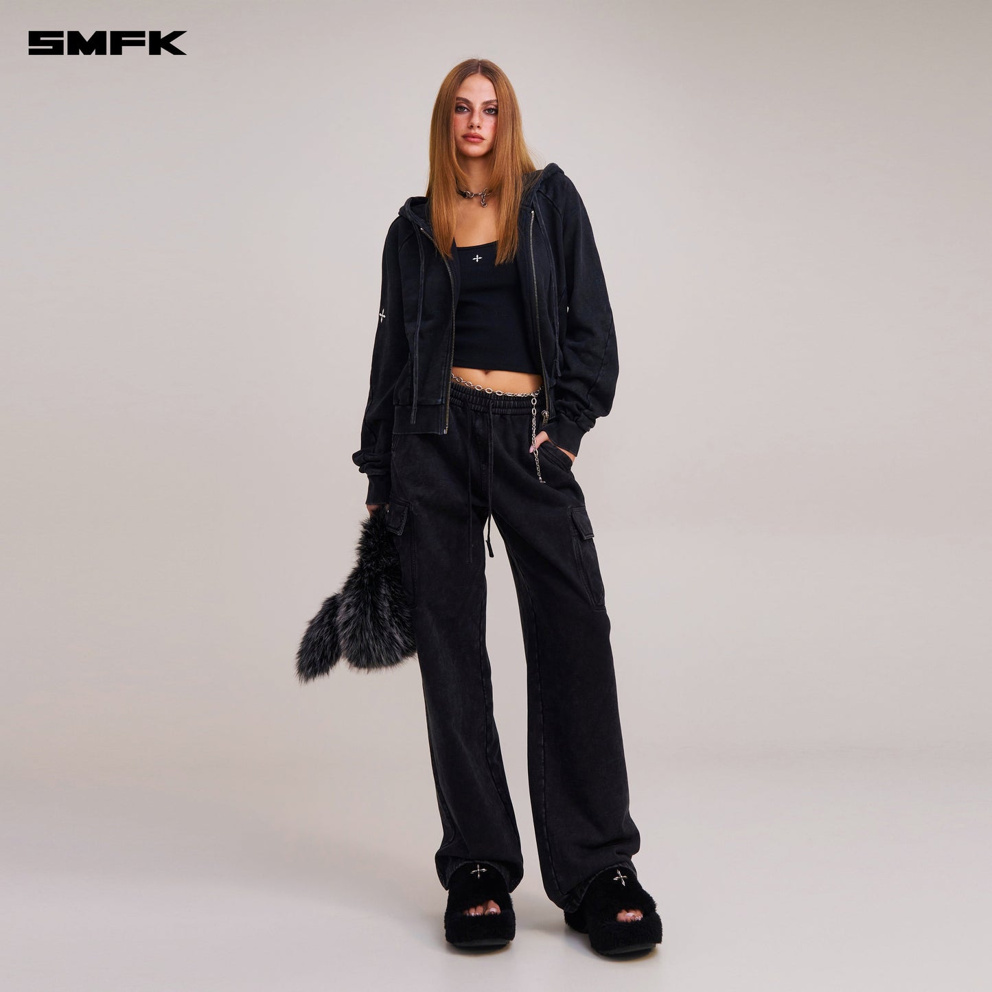 SMFK Vintage-Savage Sports Hoodie Fade Dye Vanish Black