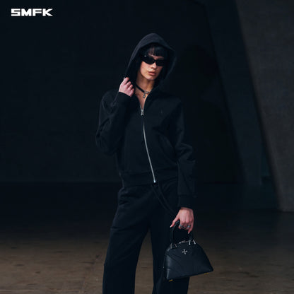 SMFK Vintage Muse Zipper Sports Hoodie Cotton Vanish Black