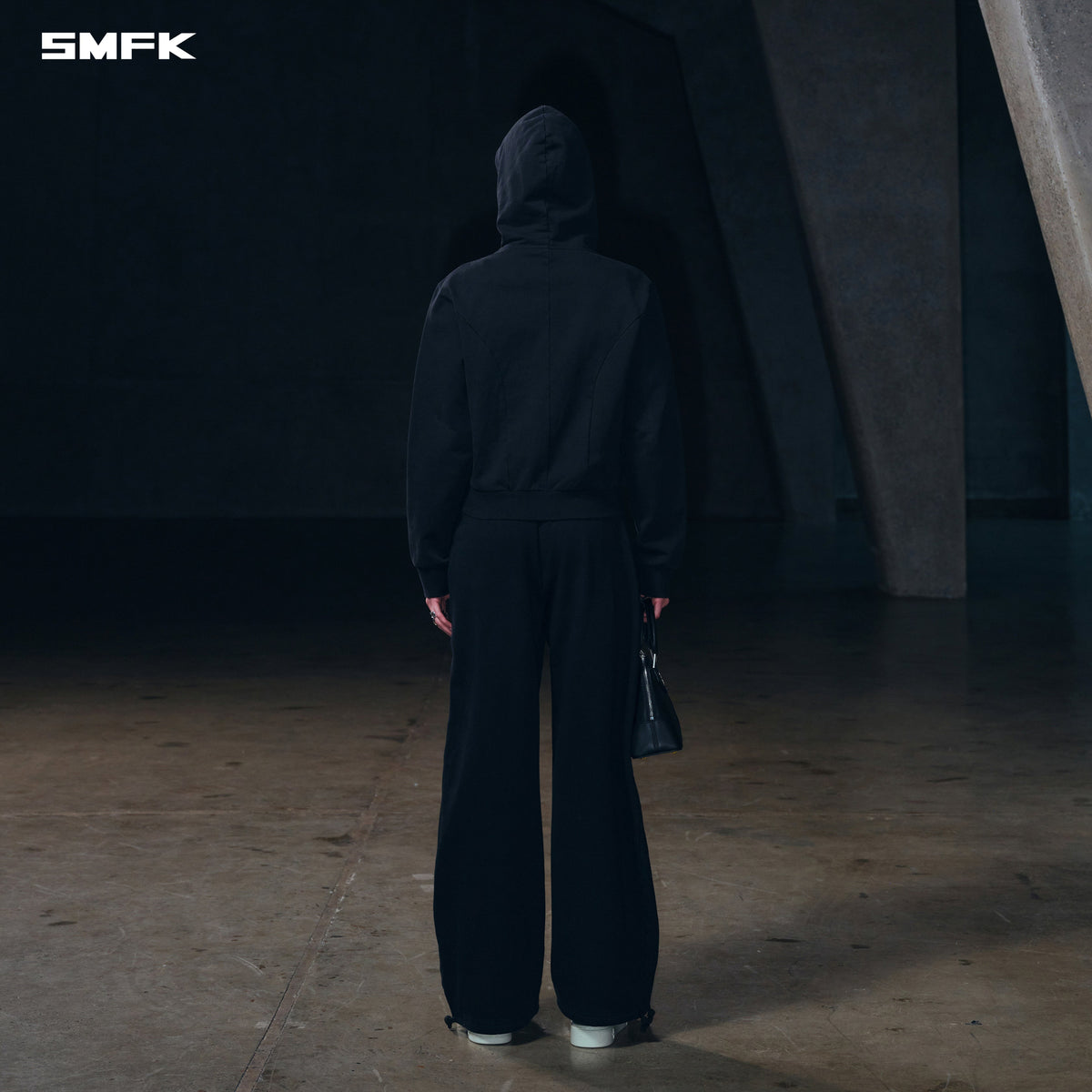 SMFK Vintage Muse Zipper Sports Hoodie Cotton Vanish Black