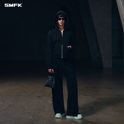 SMFK Vintage Muse Zipper Sports Hoodie Cotton Vanish Black