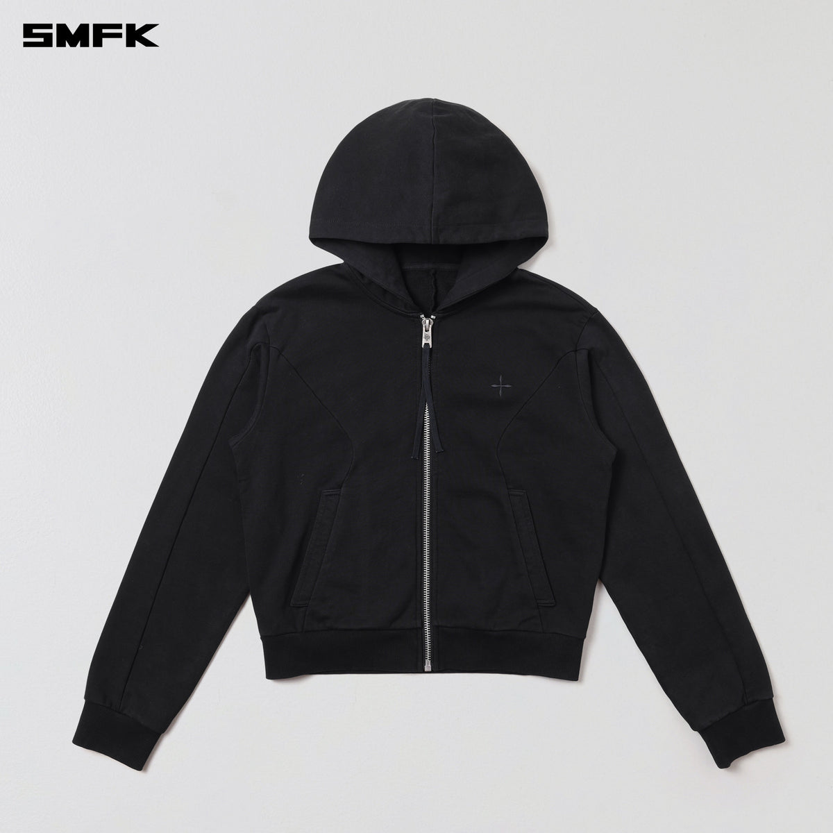 SMFK Vintage Muse Zipper Sports Hoodie Cotton Vanish Black