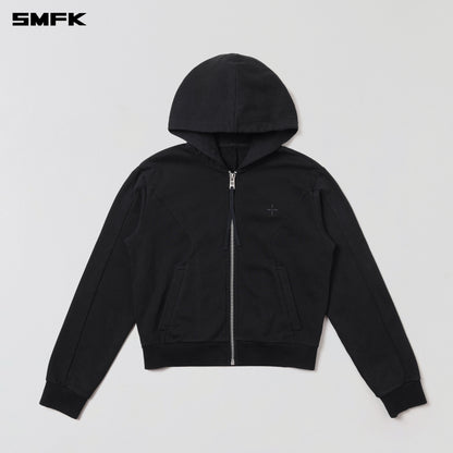 SMFK Vintage Muse Zipper Sports Hoodie Cotton Vanish Black