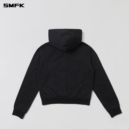SMFK Vintage Muse Zipper Sports Hoodie Cotton Vanish Black