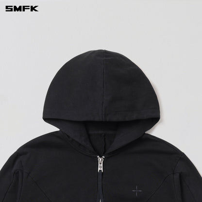 SMFK Vintage Muse Zipper Sports Hoodie Cotton Vanish Black