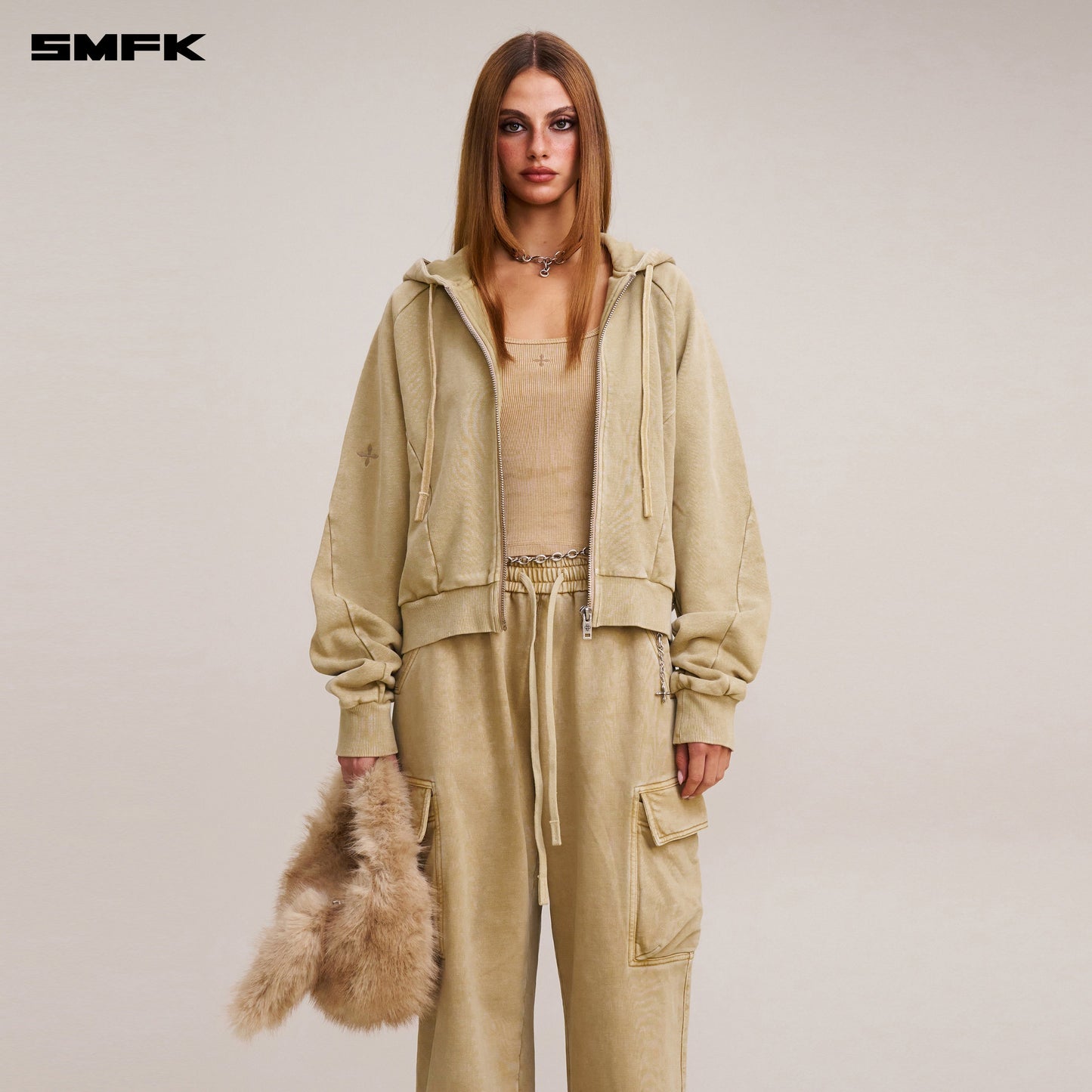 SMFK Vintage-Savage Sports Hoodie Fade Dye Vanish Sand