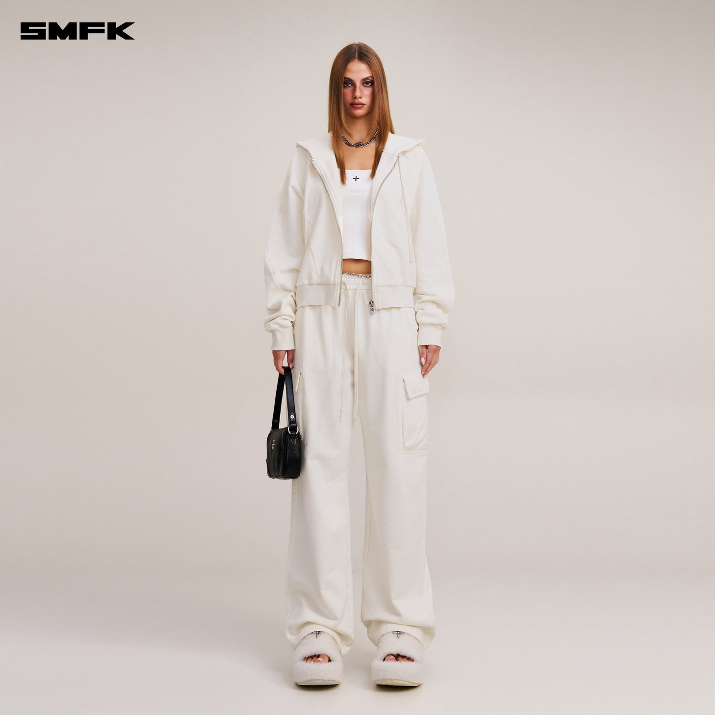 SMFK Vintage-Savage Sports Hoodie Snow Mountain White