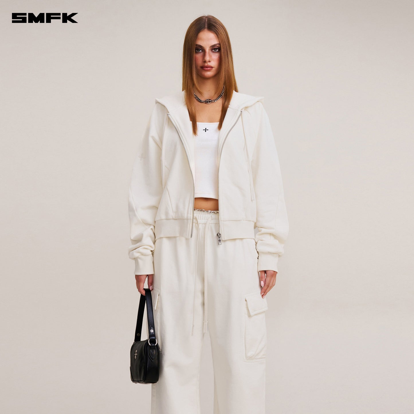 SMFK Vintage-Savage Sports Hoodie Snow Mountain White