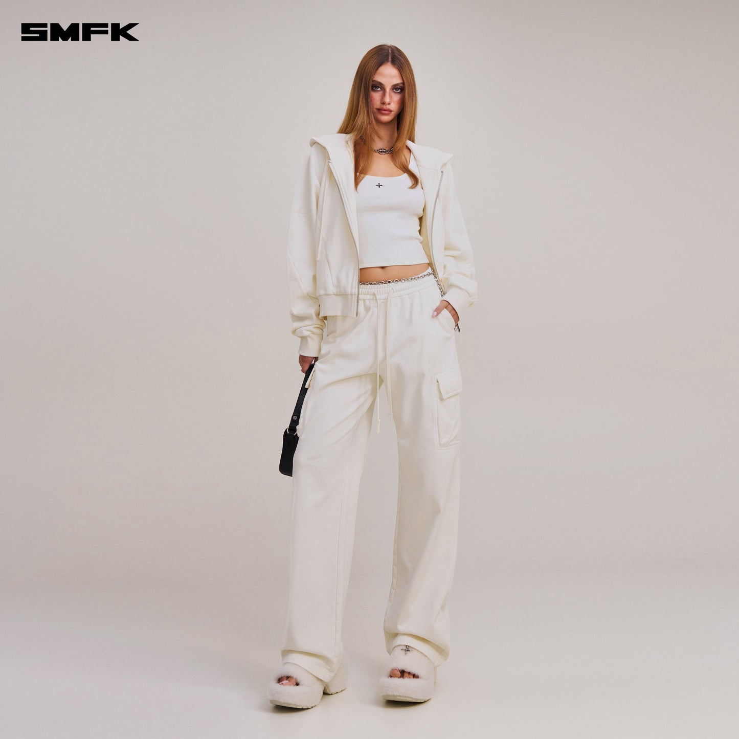 SMFK Vintage-Savage Sports Hoodie Snow Mountain White