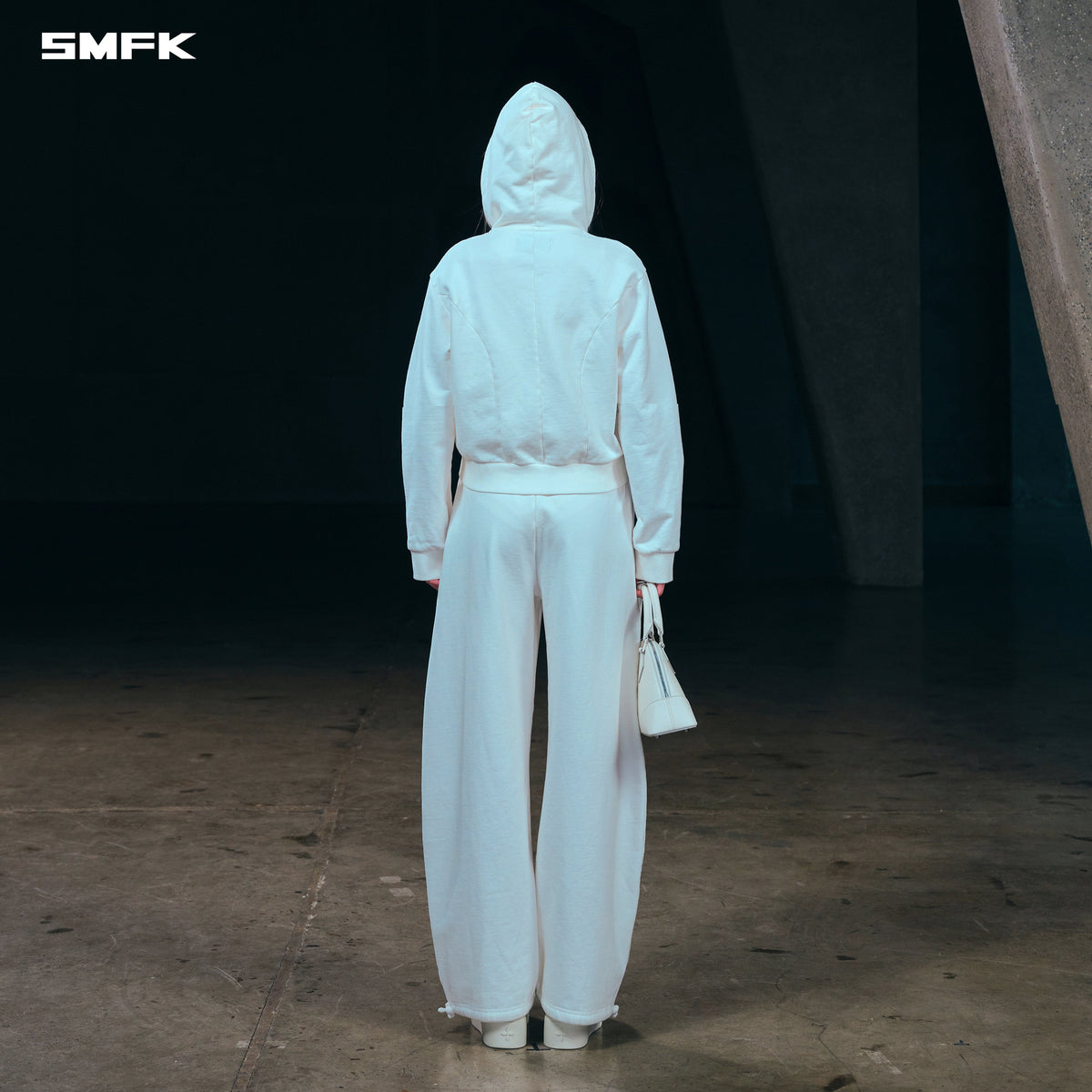 SMFK Vintage Muse Zipper Sports Hoodie Cotton Cloud White