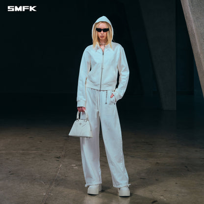 SMFK Vintage Muse Zipper Sports Hoodie Cotton Cloud White