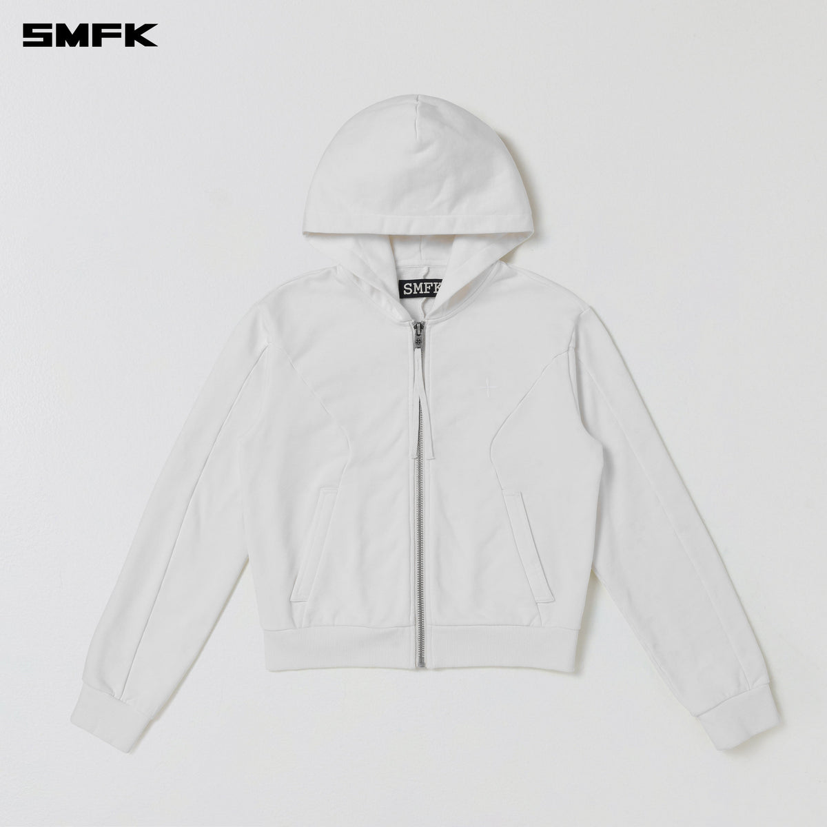 SMFK Vintage Muse Zipper Sports Hoodie Cotton Cloud White