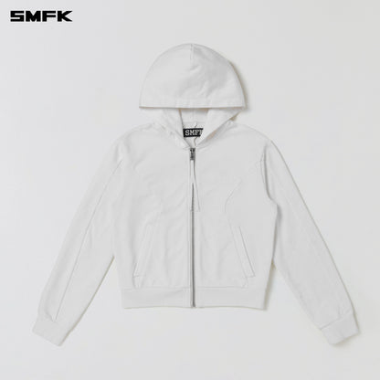 SMFK Vintage Muse Zipper Sports Hoodie Cotton Cloud White