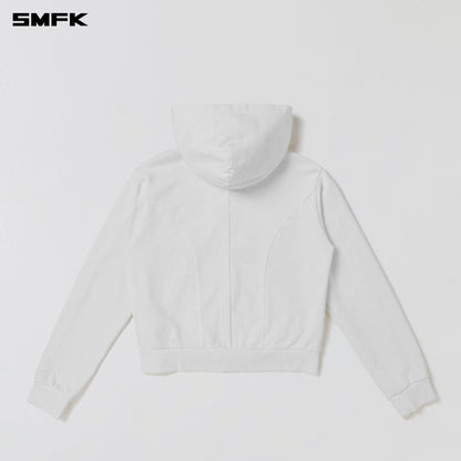 SMFK Vintage Muse Zipper Sports Hoodie Cotton Cloud White
