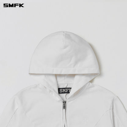 SMFK Vintage Muse Zipper Sports Hoodie Cotton Cloud White